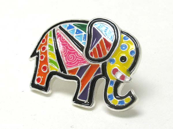 Designer inspired color art elephant stretch ring