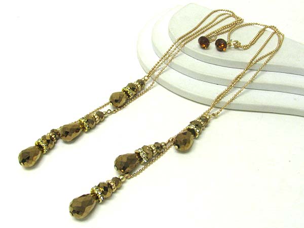 9 inch super long triple facet glass beads drop earring 