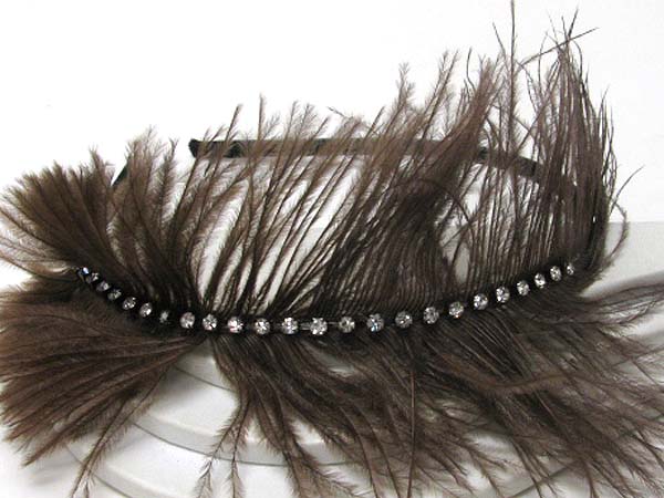 Crystal and feather inspired fabric deco headband