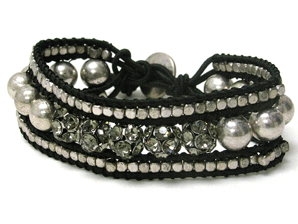 Multi crystal and metal ball link friendship bracelet