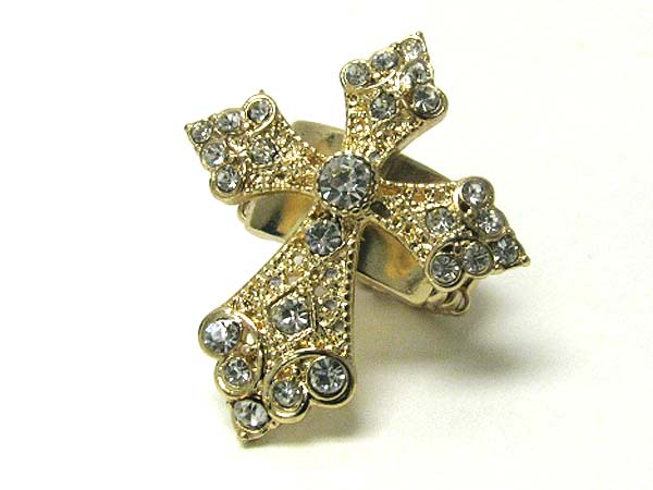 Crystal stud cross stretch ring