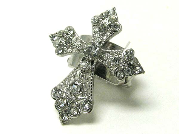 Crystal stud cross stretch ring