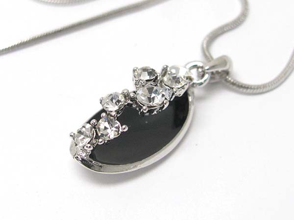 Made in korea whitegold plating crystal bubbled arc pendant necklace