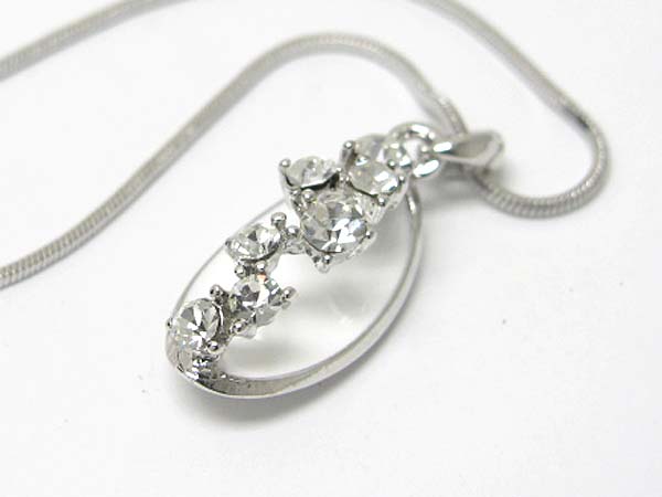 Made in korea whitegold plating crystal bubbled arc pendant necklace