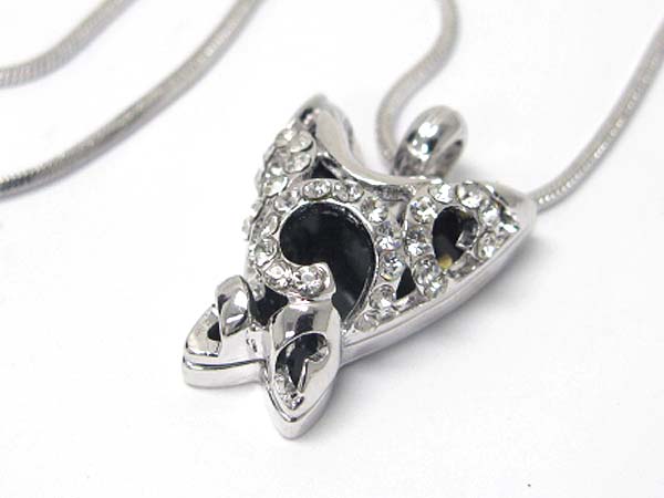 Made in korea whitegold plating crystal stud butterfly pendant necklace