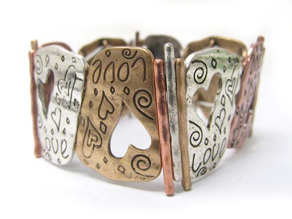 Chicos style antique style love theme metal stretch bracelet