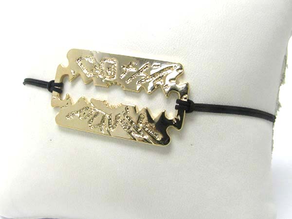 Metal razor blade cord link bracelet