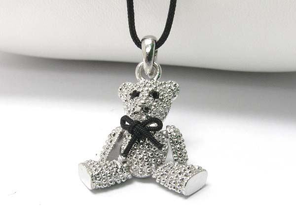 Teddy bear pendant cord necklace