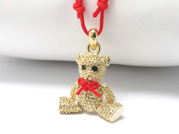 Teddy bear pendant cord necklace