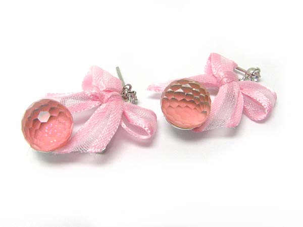 Ribbon and crystal ball drop earring