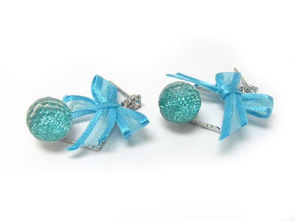 Ribbon and crystal ball drop earring