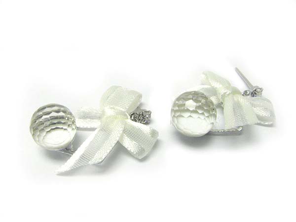 Ribbon and crystal ball drop earring