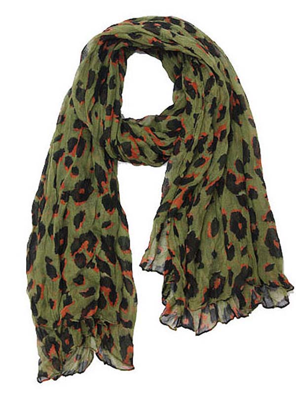 Animal pattern premium grade oversize?wrinkle scarf  polyester  fabric