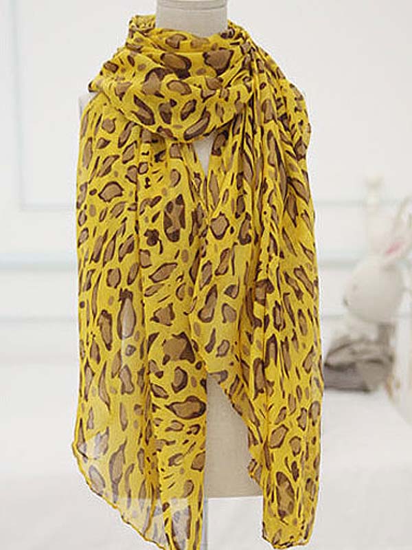 Leopard pattern premium grade oversize sheer scarf  polyester  fabric