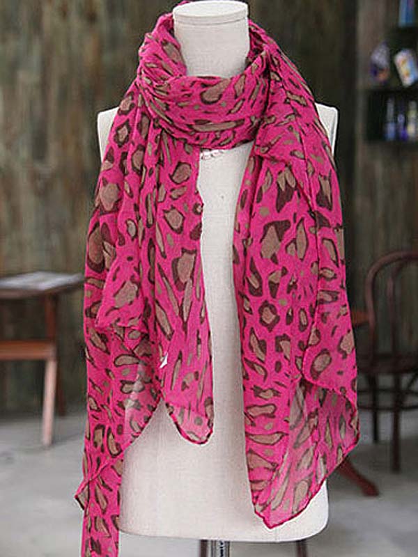 Leopard pattern premium grade oversize sheer scarf  polyester  fabric