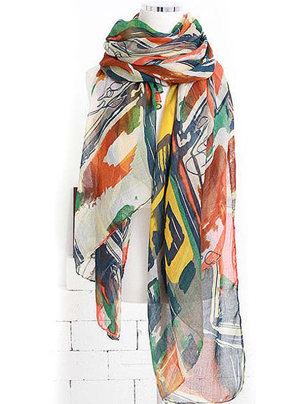 Milano pattern premium grade oversize sheer scarf  polyester  fabric