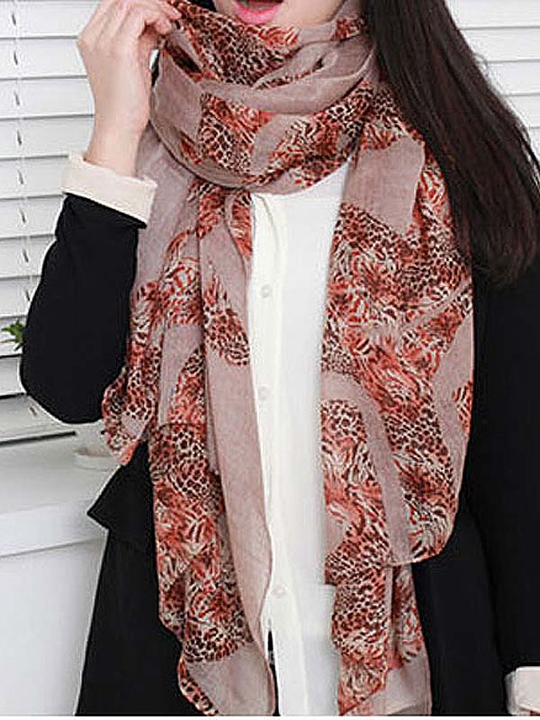 Romance flower pattern premium grade oversize sheer scarf  polyester  fabric