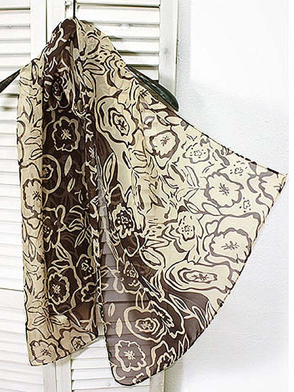 Flower pattern midsize chiffon sheer long scarf