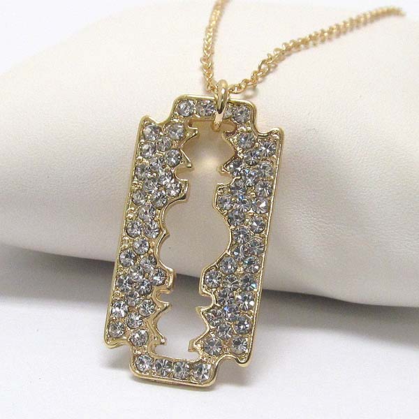 Crystal deco razor blade necklace