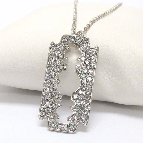 Crystal deco razor blade necklace