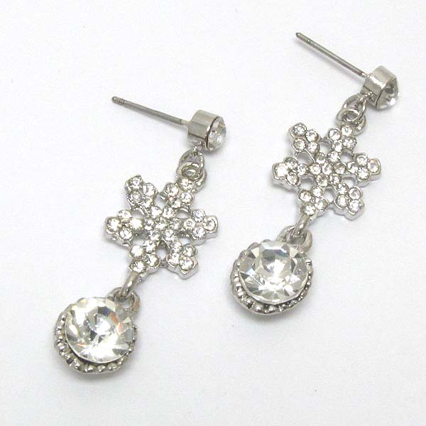 Crystal snowflake and teardrop earring - christmas