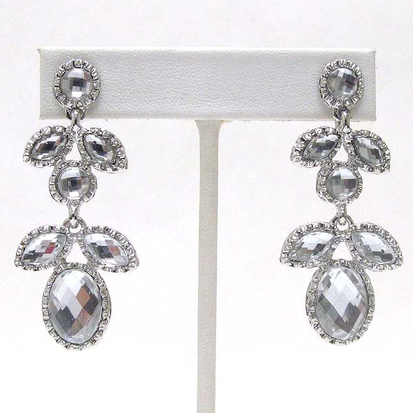 Crystal leaf drop earring