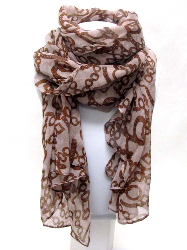 Chic chain pattern premium grade oversize sheer scarf polyester  fabric