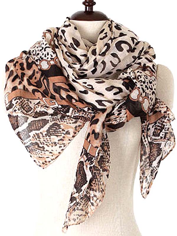 Indi leopard premium grade oversize sheer scarf  polyester  fabric