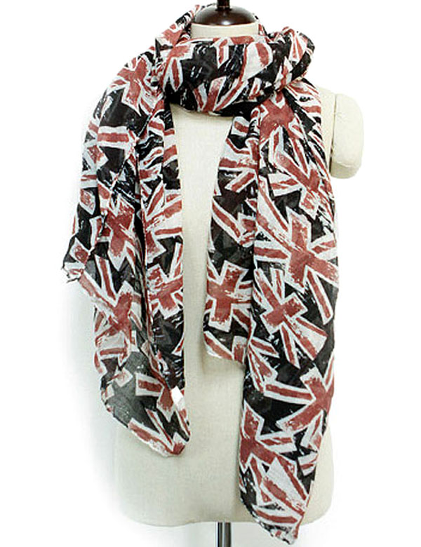 Union jack premium grade oversize sheer scarf  polyester  fabric