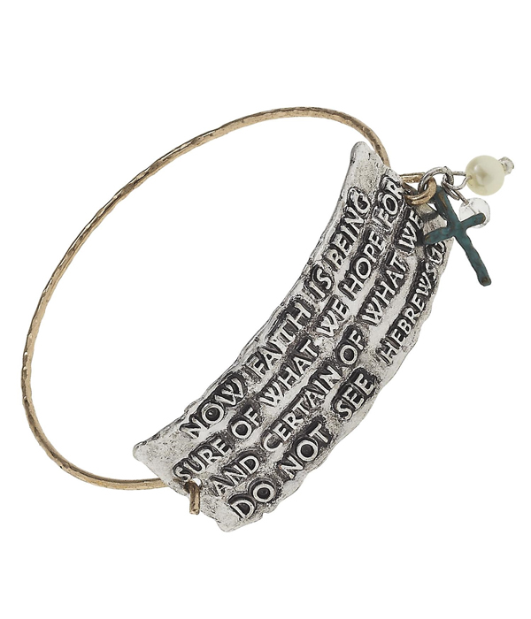 Religious inspiration wire bangle bracelet - hebrew 11