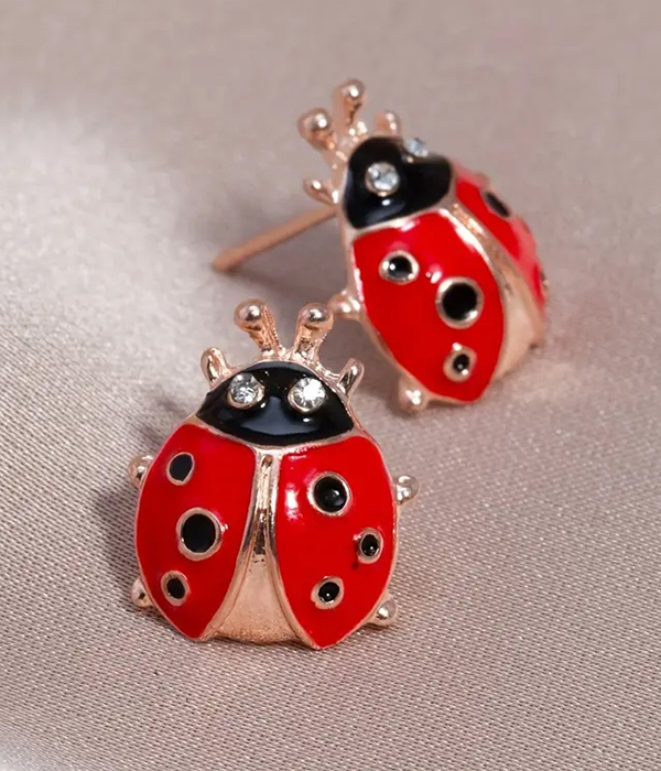 Epoxy ladybug earring