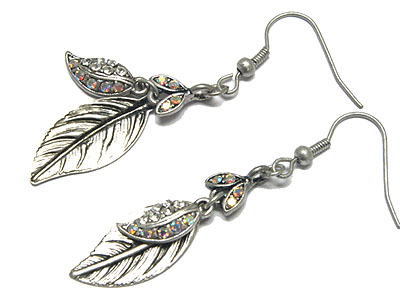 Crystal leaves earring