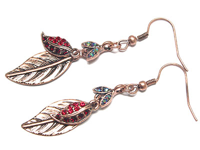 Crystal leaves earring