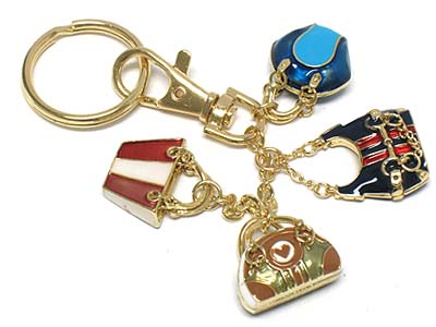 Multi epoxy covered bag charms key chain