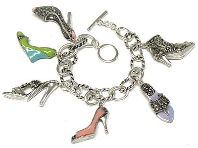 Designer inspired epoxy multi  shoes charms bracelet 