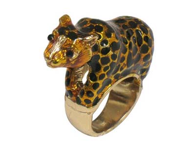 Epoxy cover animal shape ring - cheetah