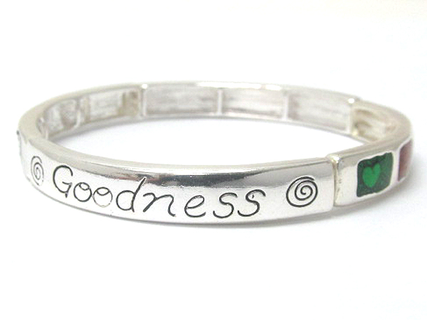 Metal fashion inspiration messagge fruit of spirit 'goodnees 'epoxy stretch bracelet