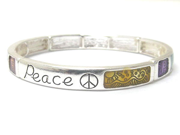 Metal fashion inspiration messagge fruit of spirit 'peace 'epoxy stretch bracelet