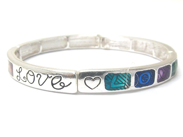 Metal fashion inspiration messagge fruit of spirit ' love  'epoxy stretch bracelet