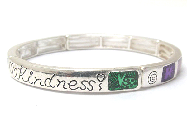 Metal fashion inspiration messagge fruit of spirit ' kindness  'epoxy stretch bracelet