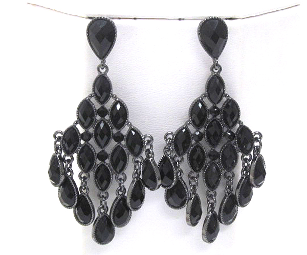 Facet acryl tear drop cascade drop earring