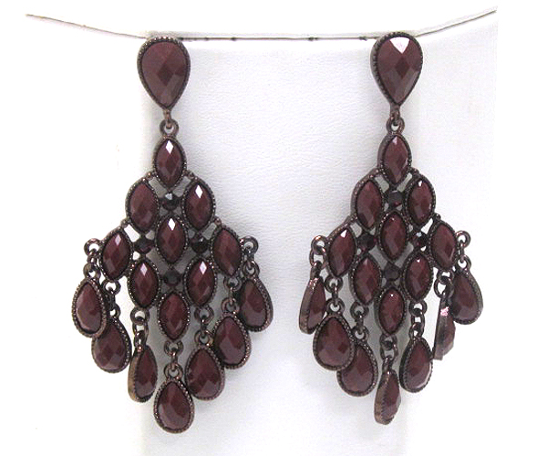 Facet acryl tear drop cascade drop earring