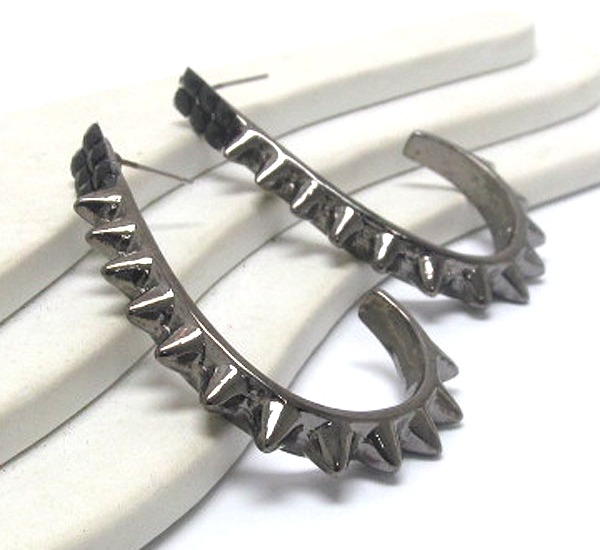 Multi spike deco half hoop earring - hoops