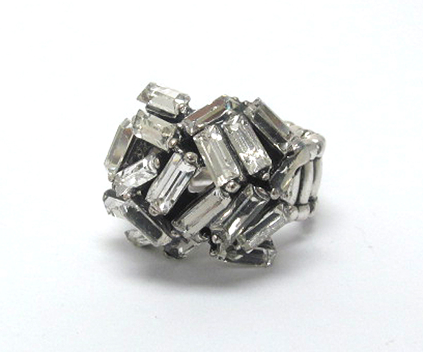 Multi baguette crystal deco stretch ring