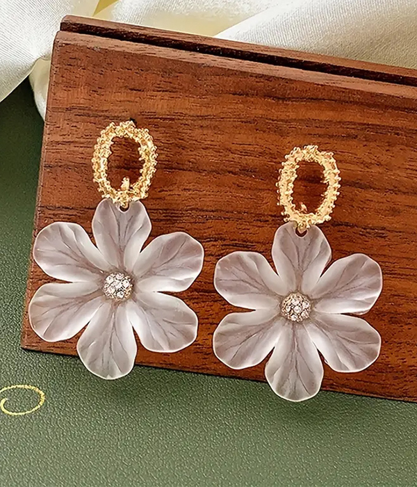 Translucent acrylic flower earring