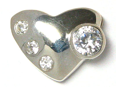 Genuine 925 sterling silver heart shape pendant with cubic zirconia stones