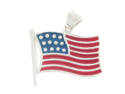 Genuine 925 sterling silver pendant with american flag