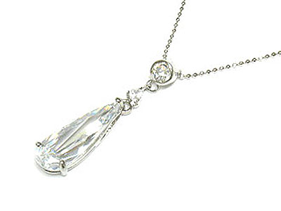 Cubic zirconia long teardrop necklace