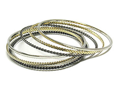 Mixed color seven row metal bangle set