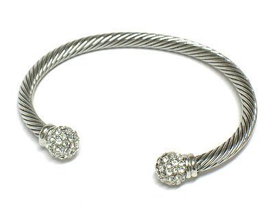 Crystal edged cable cuff bangle